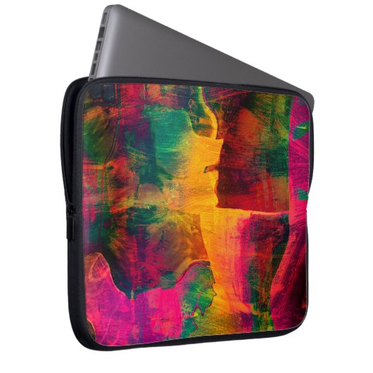 abstrakte, farbenfrohe Hintergrundkunst aus Papier Laptopschutzhülle (Vorne Rechts)