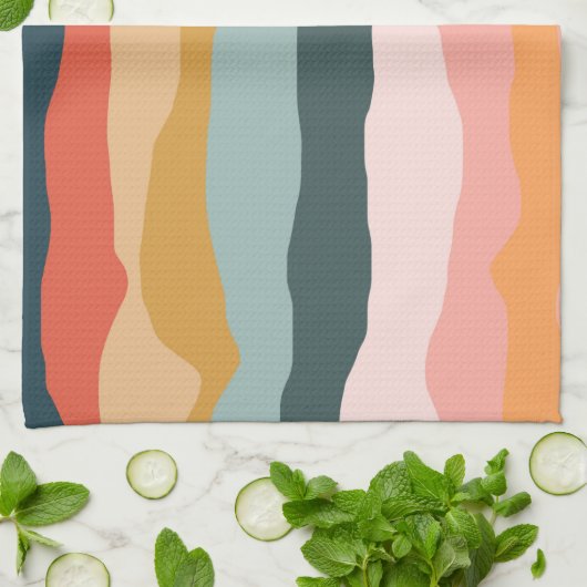 Abstrakte Farbenfrohe Korallenmuster Geschirrtuch (Gefaltet)