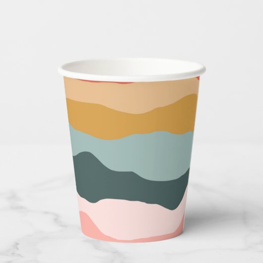 Abstrakte Farbenfrohe Korallenmuster Pappbecher (Rückseite)