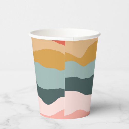 Abstrakte Farbenfrohe Korallenmuster Pappbecher (Rechts)