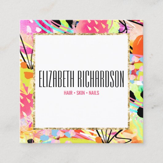 Abstrakte Farbenfrohe, kräftige und lebendige Eleg Quadratische Visitenkarte (Vorderseite)