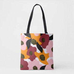 Abstrakte farbenfrohe Kritzeleien Blumen und Blätt Tasche