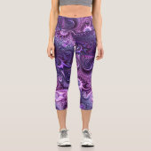 Abstrakte Farbenfrohe Lilac & Violet Spirale Muste Capri Leggings (Vorderseite)