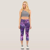 Abstrakte Farbenfrohe Lilac & Violet Spirale Muste Capri Leggings (Vorderseite)