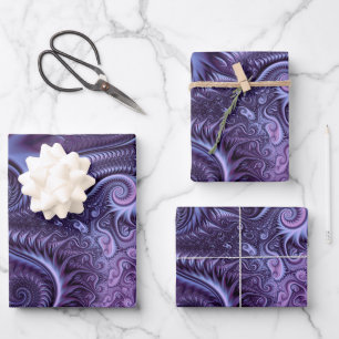 Abstrakte Farbenfrohe Lilac & Violet Spirale Muste Geschenkpapier Set
