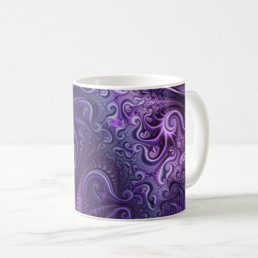 Abstrakte Farbenfrohe Lilac & Violet Spirale Muste Kaffeetasse (VorderseiteRechts)