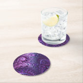 Abstrakte Farbenfrohe Lilac & Violet Spirale Muste Runder Pappuntersetzer (Vor Ort)