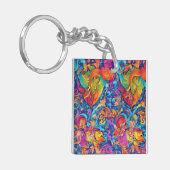 Abstrakte Farbenfrohe Moderner Sommergarten Schlüsselanhänger (Vorderseite links)