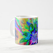 Abstrakte, farbenfrohe psychedelische Chakra-Sonne Kaffeetasse (Vorderseite Links)