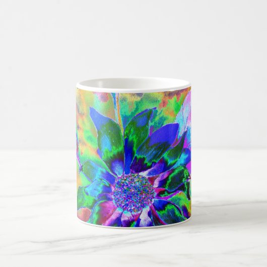 Abstrakte, farbenfrohe psychedelische Chakra-Sonne Kaffeetasse (Mittel)
