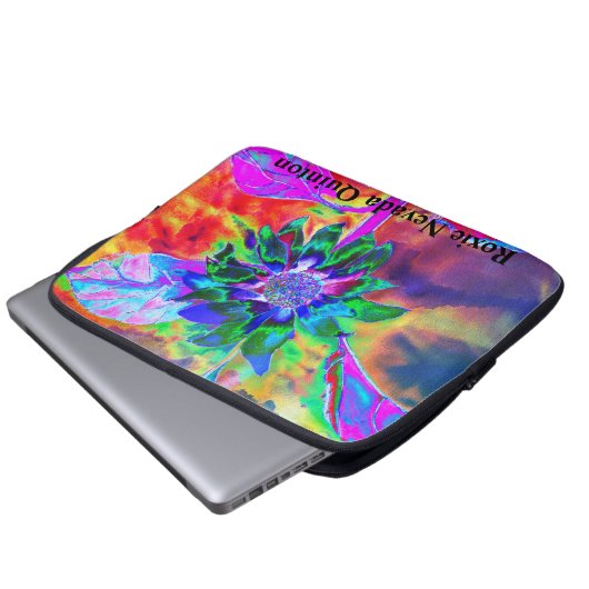 Abstrakte, farbenfrohe psychedelische Chakra-Sonne Laptopschutzhülle (Vorne Knopf)