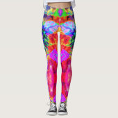 Abstrakte, farbenfrohe psychedelische Chakra-Sonne Leggings (Vorderseite)