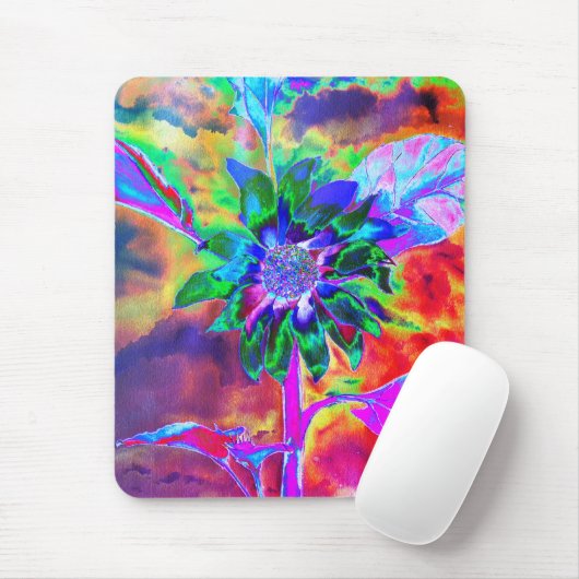 Abstrakte, farbenfrohe psychedelische Chakra-Sonne Mousepad (Mit Mouse)