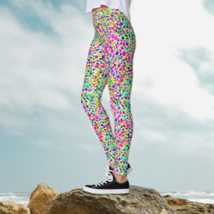 Abstrakte farbenfrohe Punkte Wasserfarben-Muster Leggings
