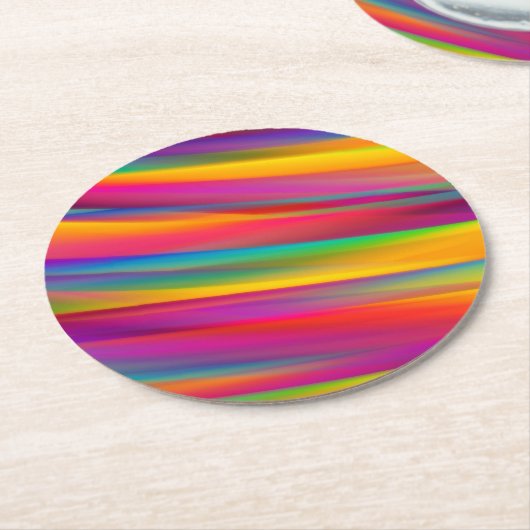 Abstrakte Farbenfrohe Regenbogenglanz Runder Pappuntersetzer (Angewinkelt)