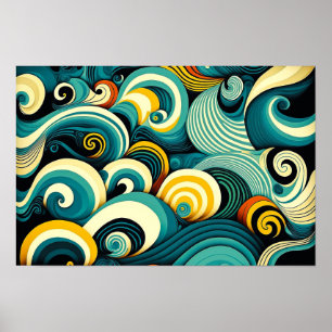 Abstrakte farbenfrohe Retro-70er-Jahre-Hippie-Well Poster