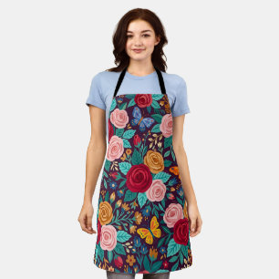 Abstrakte farbenfrohe Rosen-Garten-Schmetterlinge- Schürze