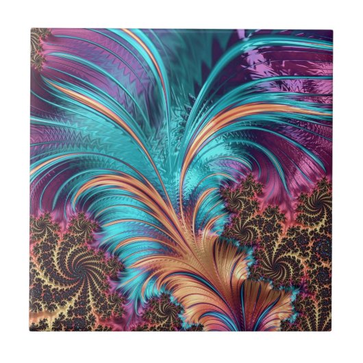 Abstrakte Farbenfrohe Shiny Feather - schön Fliese (Vorderseite)