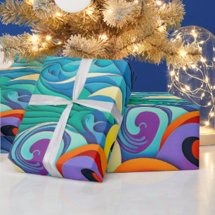 Abstrakte farbenfrohe Sonnenwellen-Linienkunst-Ill Geschenkpapier