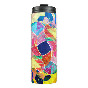 Abstrakte farbenfrohe Wasserfarbe, fantastischer H Thermosbecher