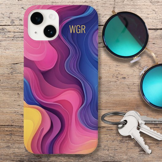 Abstrakte farbenfrohe Wirbel-Monogramm Case-Mate iPhone Hülle