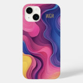 Abstrakte farbenfrohe Wirbel-Monogramm Case-Mate iPhone Hülle (Rückseite)