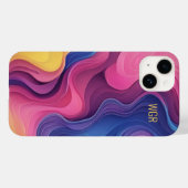 Abstrakte farbenfrohe Wirbel-Monogramm Case-Mate iPhone Hülle (Rückseite (Horizontal))