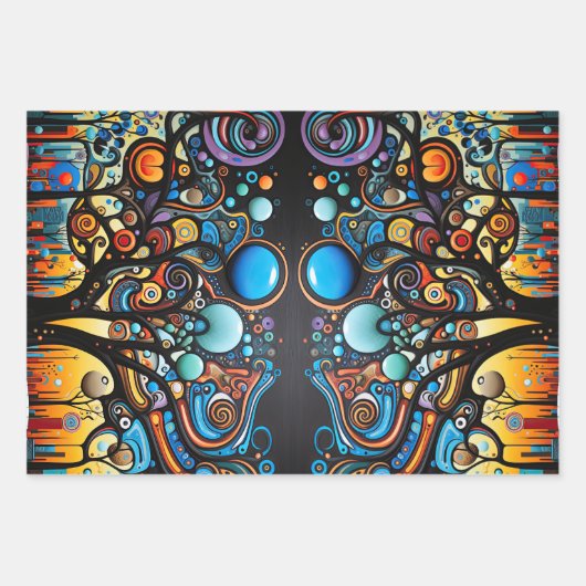 Abstrakte Farbenfrohe, wirbelnde Baumlandschaft Geschenkpapier Set (Vorderseite 2)