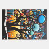Abstrakte Farbenfrohe, wirbelnde Baumlandschaft Geschenkpapier Set (Vorderseite 3)