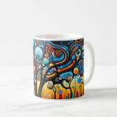 Abstrakte Farbenfrohe, wirbelnde Baumlandschaft Kaffeetasse (VorderseiteRechts)