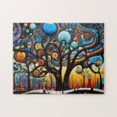 Abstrakte Farbenfrohe, wirbelnde Baumlandschaft Puzzle (Horizontal)