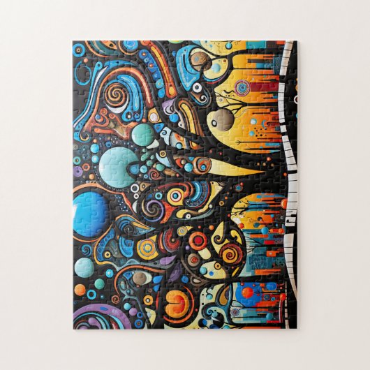 Abstrakte Farbenfrohe, wirbelnde Baumlandschaft Puzzle (Vertikal)