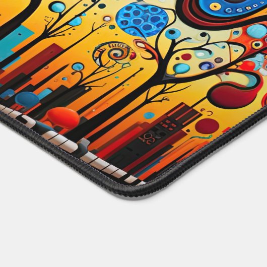 Abstrakte Farbenfrohe, wirbelnde Baumlandschaft Schreibtischunterlage (Ecke)