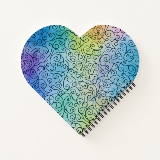 Abstrakte Farbenpracht mit schwarzem Swirl Notizblock (Rückseite)