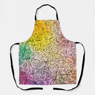 Abstrakte Farbenpracht mit schwarzem Swirl Schürze