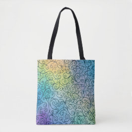 Abstrakte Farbenpracht mit schwarzem Swirl Tasche