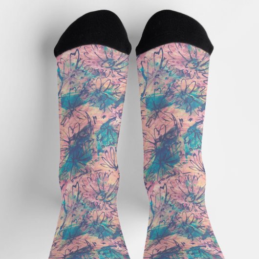 Abstrakte Farbenpracht Socken (Oben)