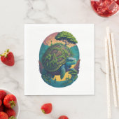 Abstrakte Farbenschildkröte mit Planet Erde Serviette (Beispiel)