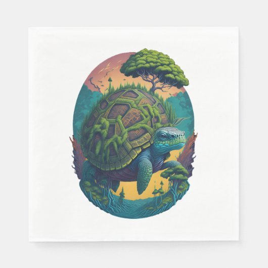 Abstrakte Farbenschildkröte mit Planet Erde Serviette (Vorderseite)