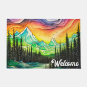 Abstrakte Farbenspiel der Nordlichter Fußmatte (Vorderseite)