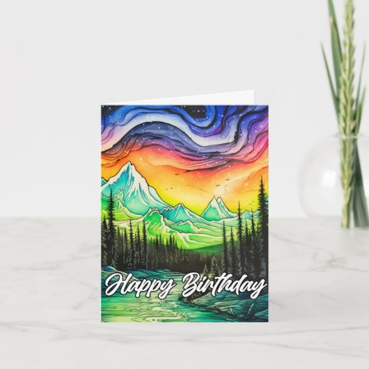 Abstrakte Farbenspiel der Nordlichter Karte (Vorderseite)