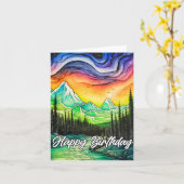 Abstrakte Farbenspiel der Nordlichter Karte (Gelbe Blume)