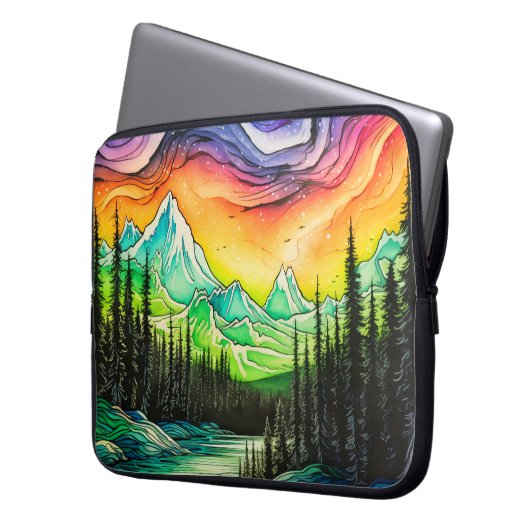 Abstrakte Farbenspiel der Nordlichter Laptopschutzhülle (Vorderseite Links)