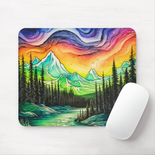Abstrakte Farbenspiel der Nordlichter Mousepad (Mit Mouse)