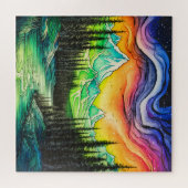 Abstrakte Farbenspiel der Nordlichter Puzzle (Horizontal)