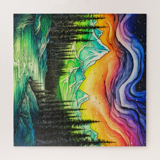 Abstrakte Farbenspiel der Nordlichter Puzzle (Horizontal)