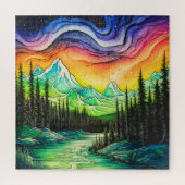 Abstrakte Farbenspiel der Nordlichter Puzzle (Vertikal)