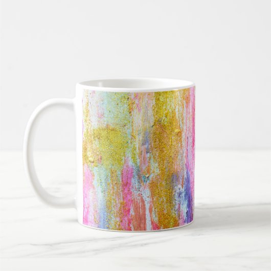 Abstrakte Farbflüsse an der Wand. Moderner Text Kaffeetasse (Links)