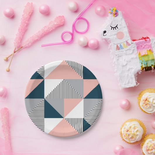 Abstrakte Farbgeometrie Pappteller (Party)
