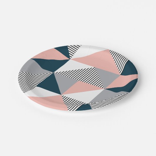 Abstrakte Farbgeometrie Pappteller (Schrägansicht)